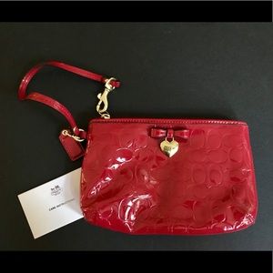 Red Coach Wristlet & Heart Photo Keychain